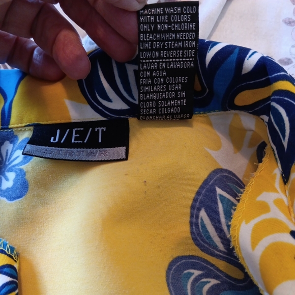 J/E/T Streetwear Men's Hawaiian Top Yellow And Blue Size XLarge.  New without ta - Picture 6 of 6